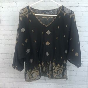 Sanctuary Blouse gathered waistline Pretty weave size Small 100% Cotton